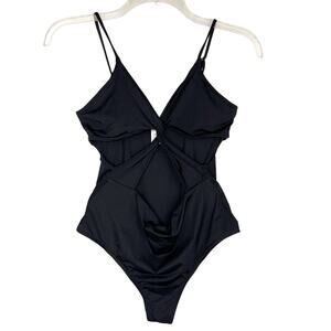L Space Black Basic Criss Cross Twist One Piece Cut Out Swimsuit Sz 12